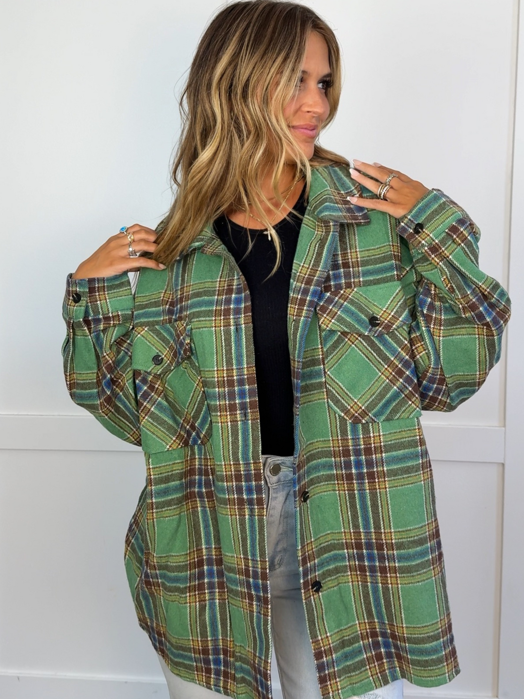 Laylie Plaid Flannel – Oversized Long Sleeve