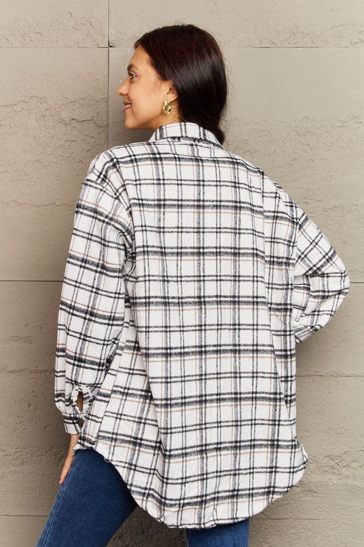 PREORDER: Devlin Full Size Plaid Collared Neck Button-Down Long Sleeve Jacket