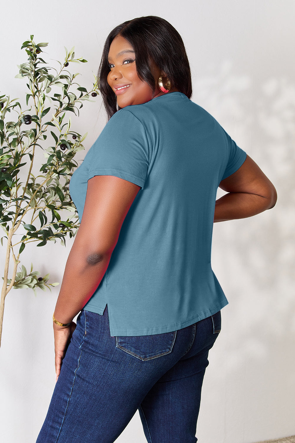 Buy our "Renee Round Neck Short Sleeve T-Shirt" online – Willow Boutique Clothing. Shop stylish Renee Round Neck Short Sleeve T-Shirt today.