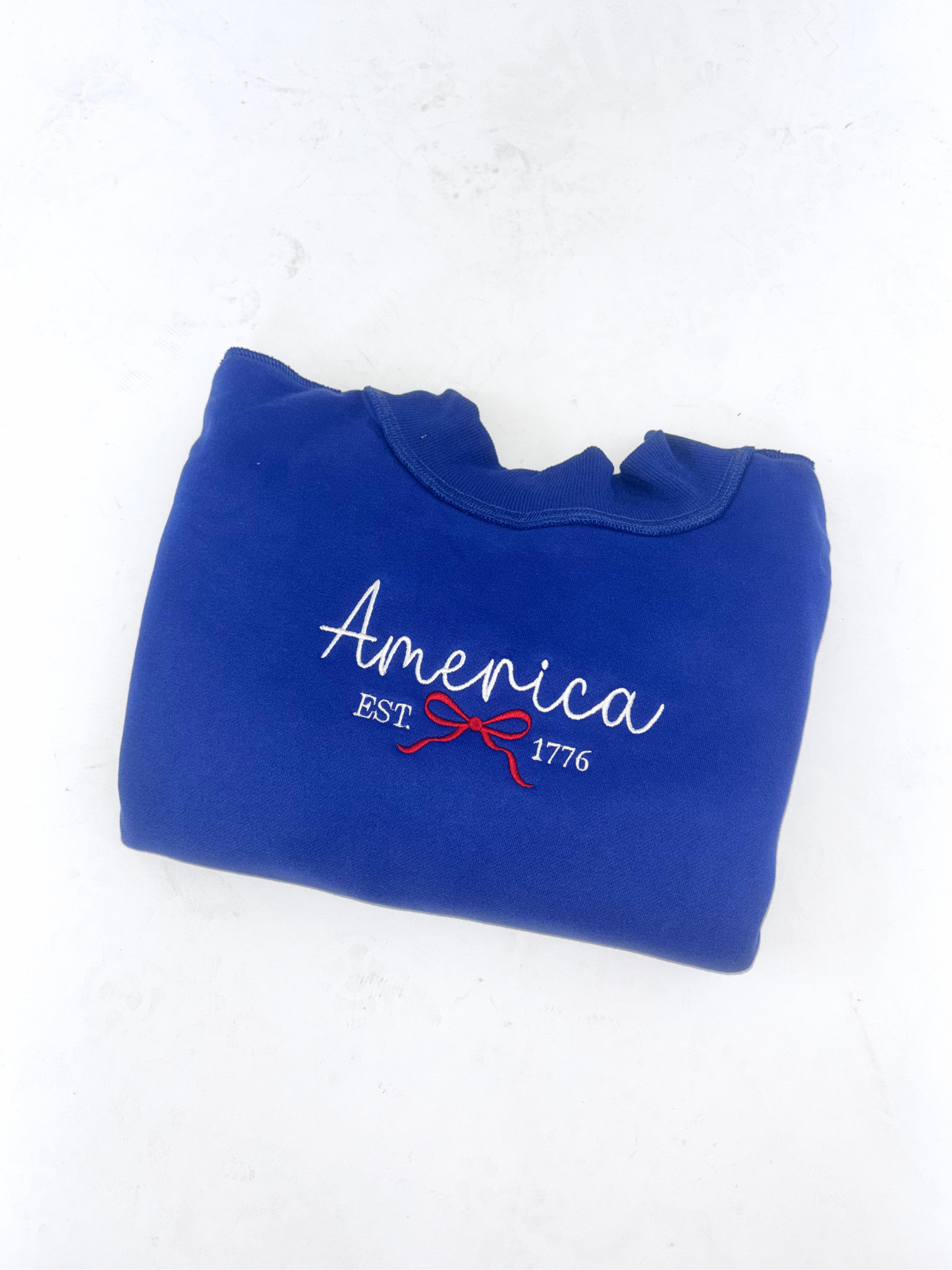 Tilly Miss Americana Embroidered Reversible Oversized Mockneck Crew