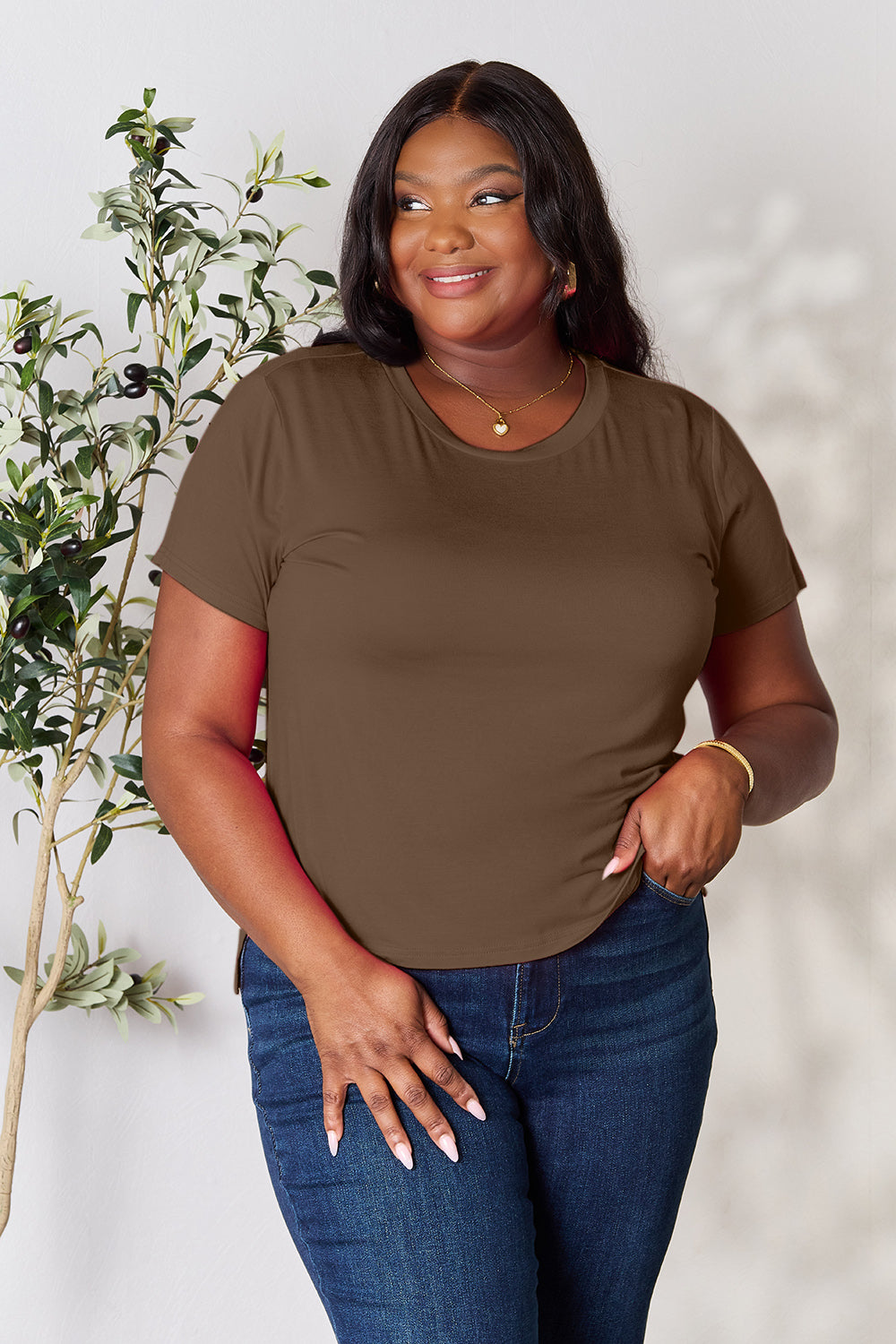 Buy our "Renee Round Neck Short Sleeve T-Shirt" online – Willow Boutique Clothing. Shop stylish Renee Round Neck Short Sleeve T-Shirt today.
