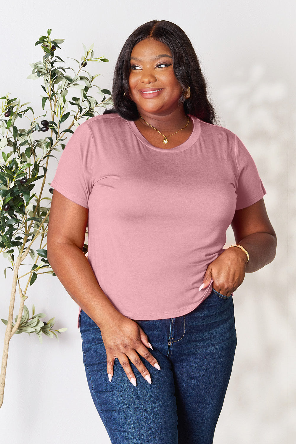 Buy our "Renee Round Neck Short Sleeve T-Shirt" online – Willow Boutique Clothing. Shop stylish Renee Round Neck Short Sleeve T-Shirt today.