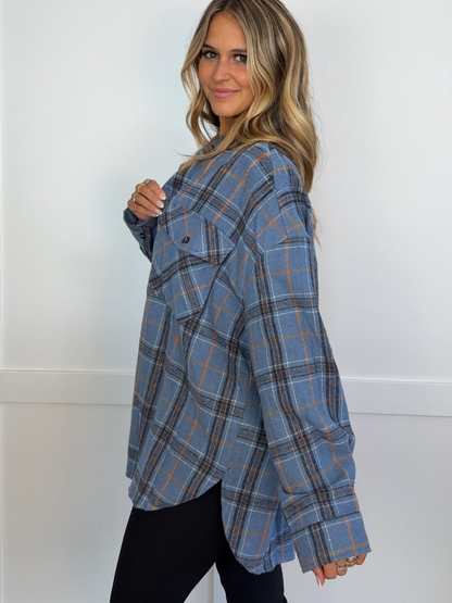 Laylie Plaid Flannel – Oversized Long Sleeve