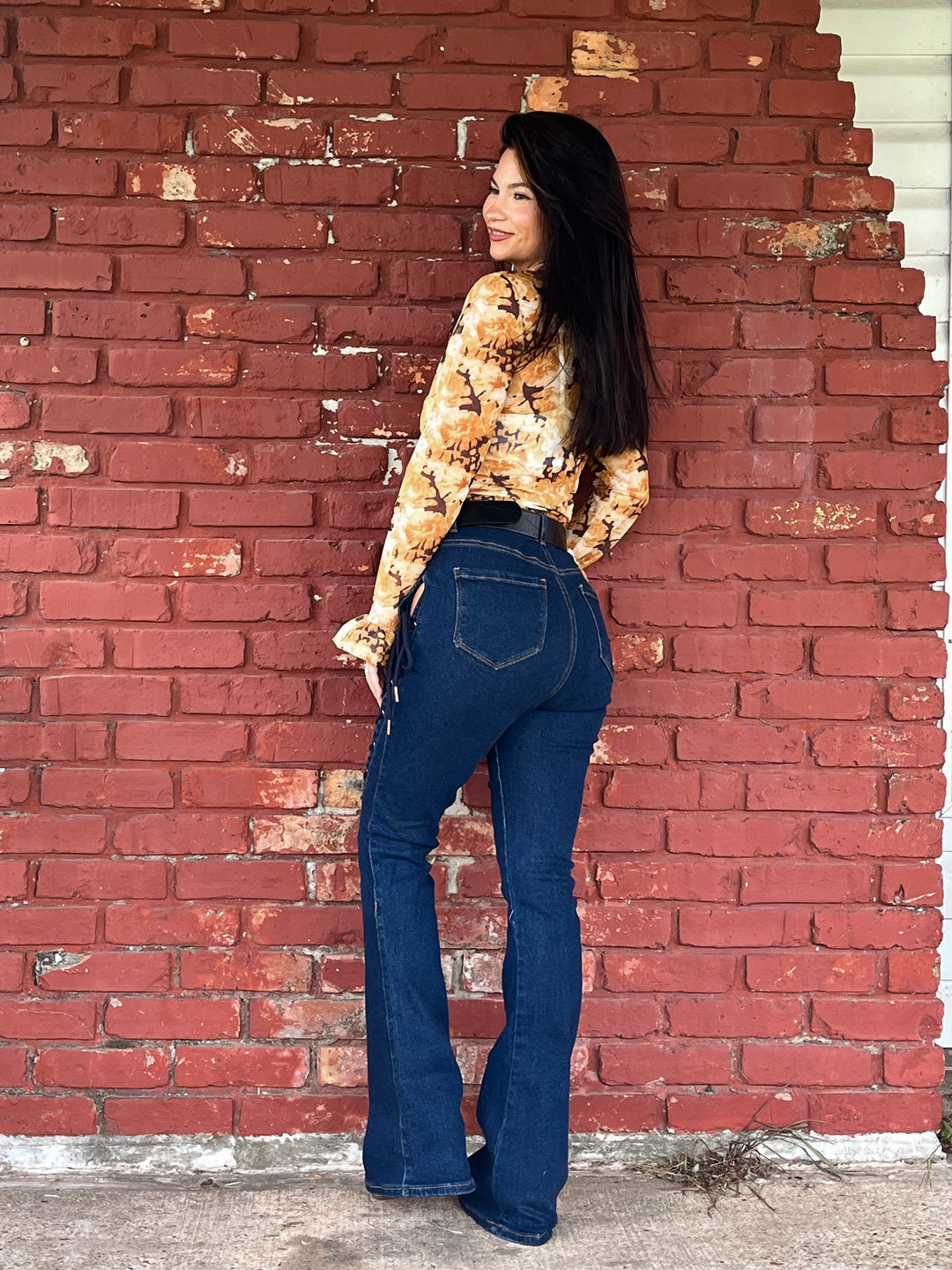 Lori High Rise Lace Up Jeans