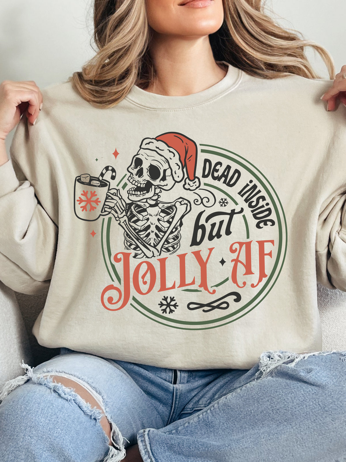 Shop Dead Inside but Jolly Christmas Graphic online at Willow Boutique – best boutique for women’s fashion.