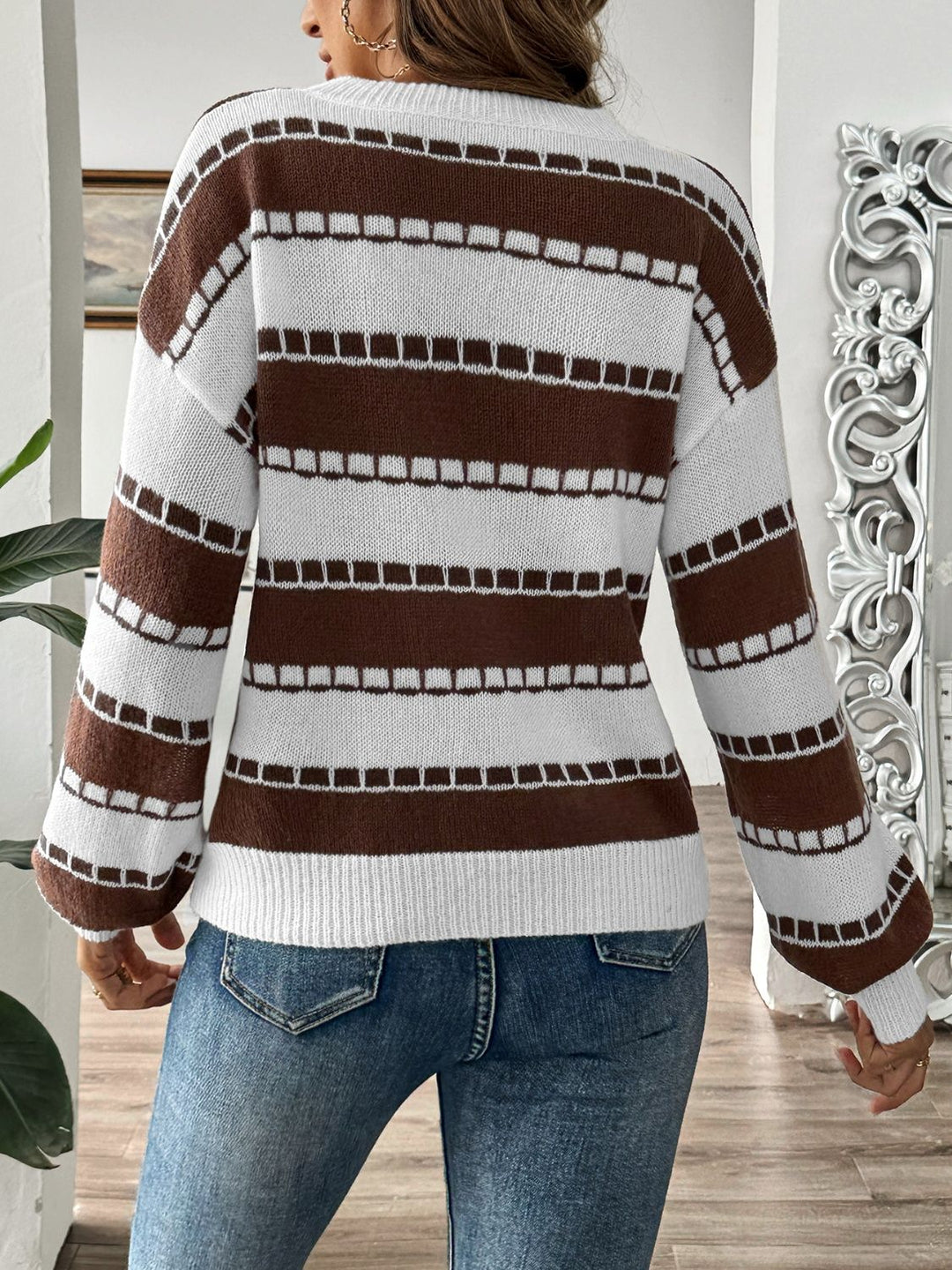 PREORDER: Hazel Hues Striped Round Neck Long Sleeve Sweater