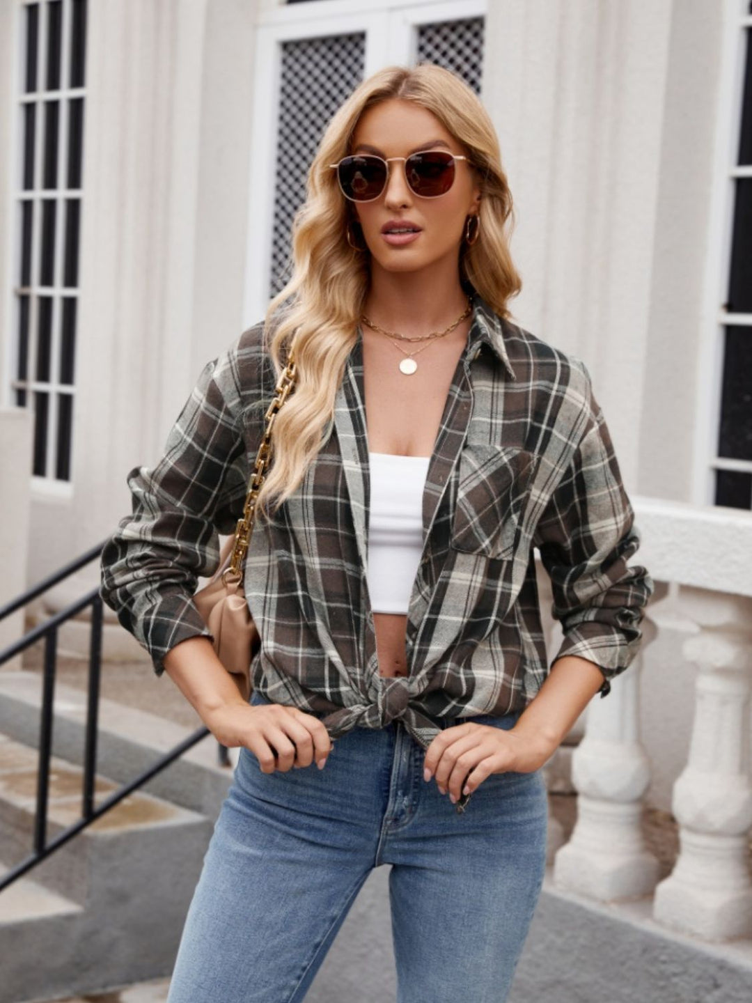 PREORDER Fall Colors Plaid Collared Neck Shirt