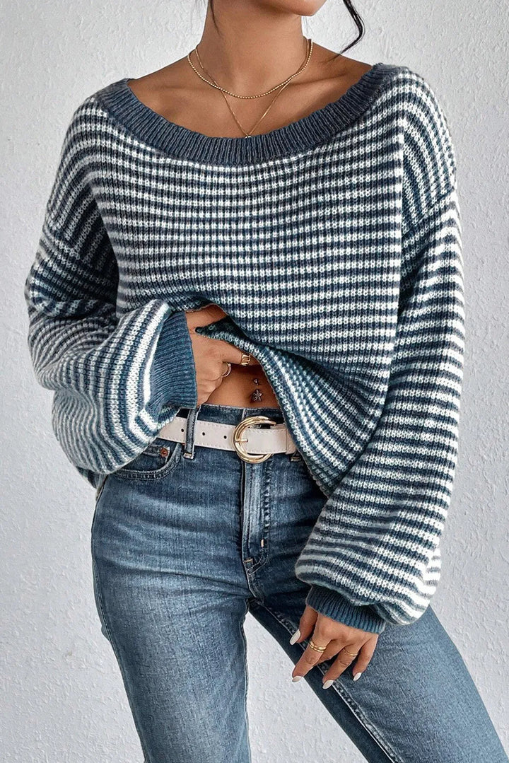 PREORDER: Easy Breezy Striped Dropped Shoulder Sweater