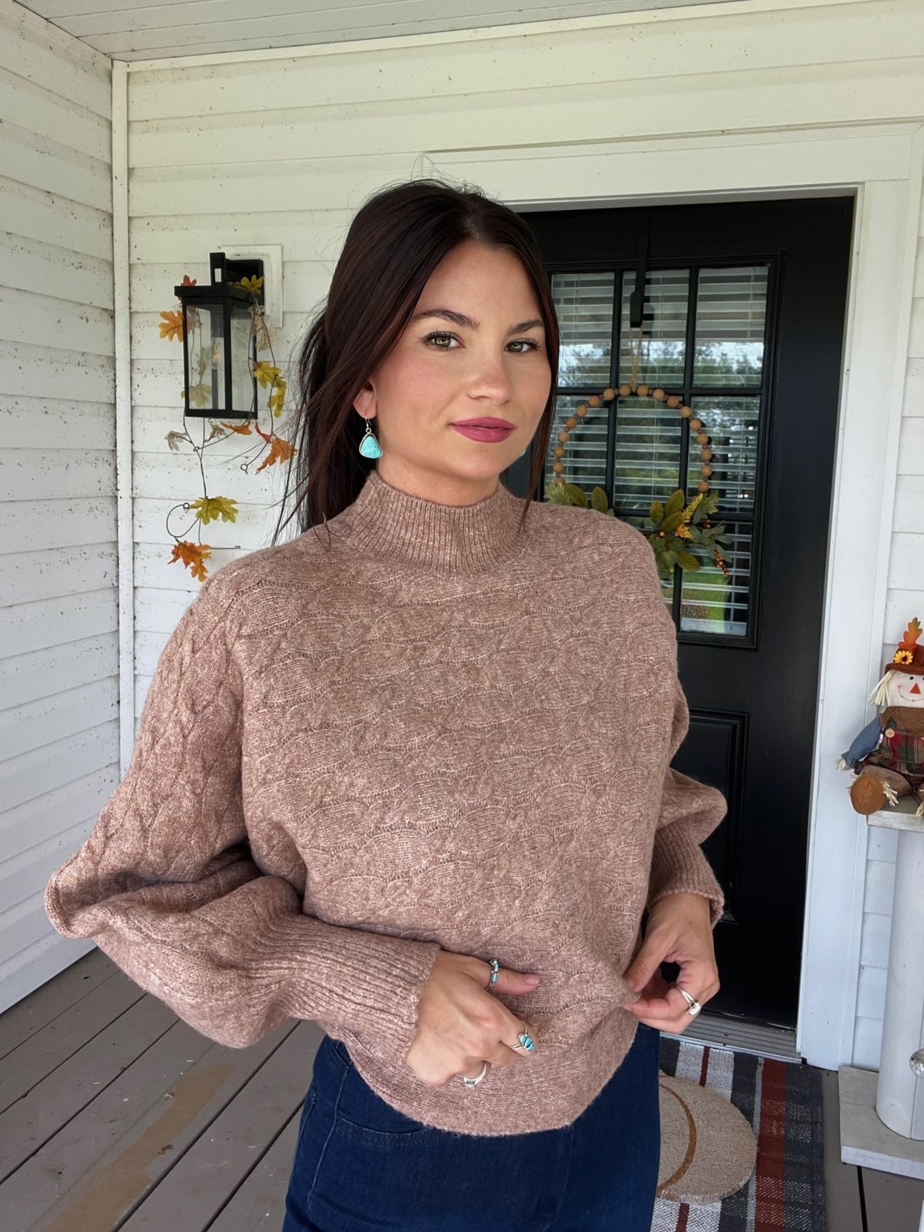 Taralynn High Neck Sweater- Apricot