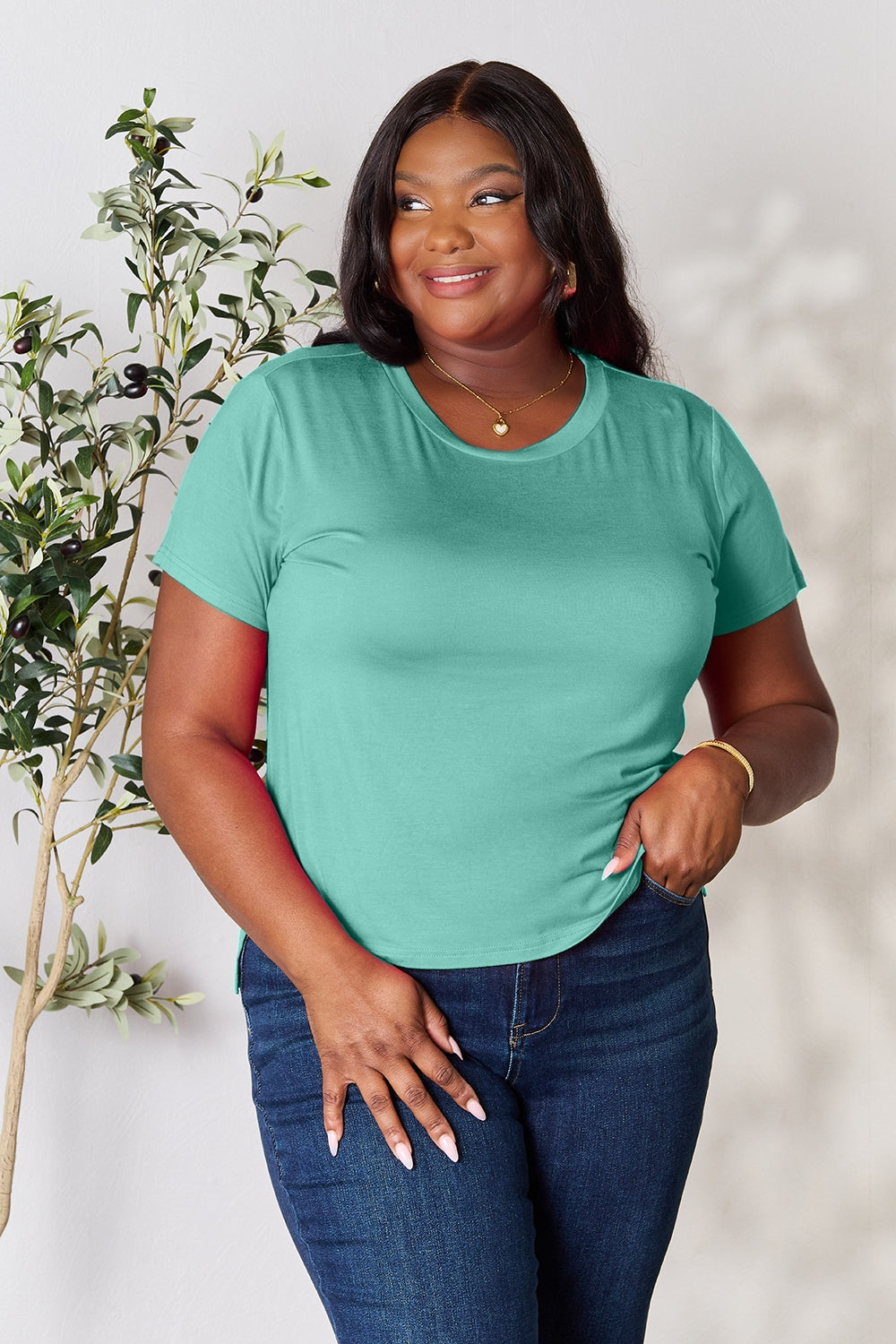 Buy our "Renee Round Neck Short Sleeve T-Shirt" online – Willow Boutique Clothing. Shop stylish Renee Round Neck Short Sleeve T-Shirt today.