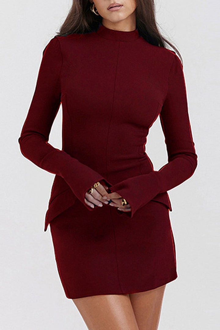 PREORDER: Margret Mock Neck Long Sleeve Mini Dress