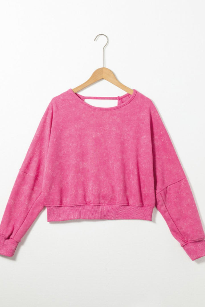 PREORDER: Taylor Cutout Round Neck Long Sleeve Sweatshirt