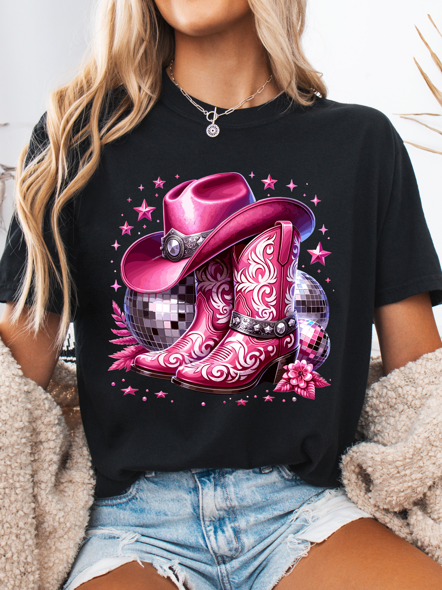 PINK Disco Cowgirl Graphic Tee