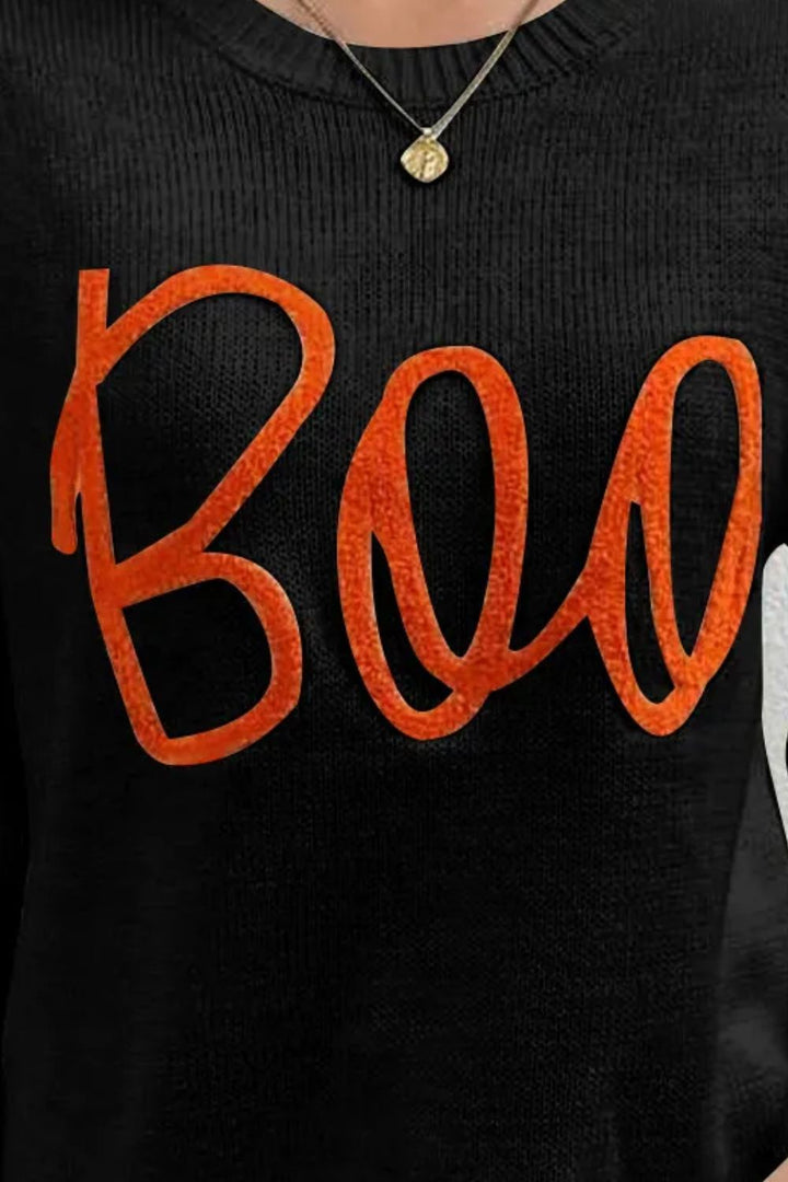 PREORDER: Boo-tiful Round Neck Long Sleeve Sweater