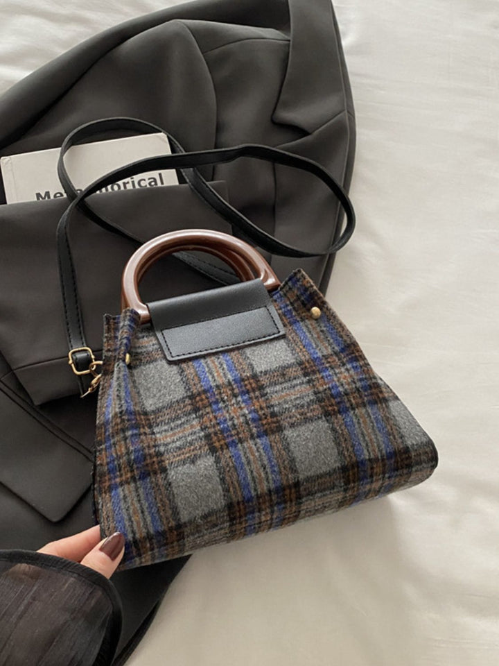 PREORDER: Plaid Perks Trapezoid Shape Crossbody Bag