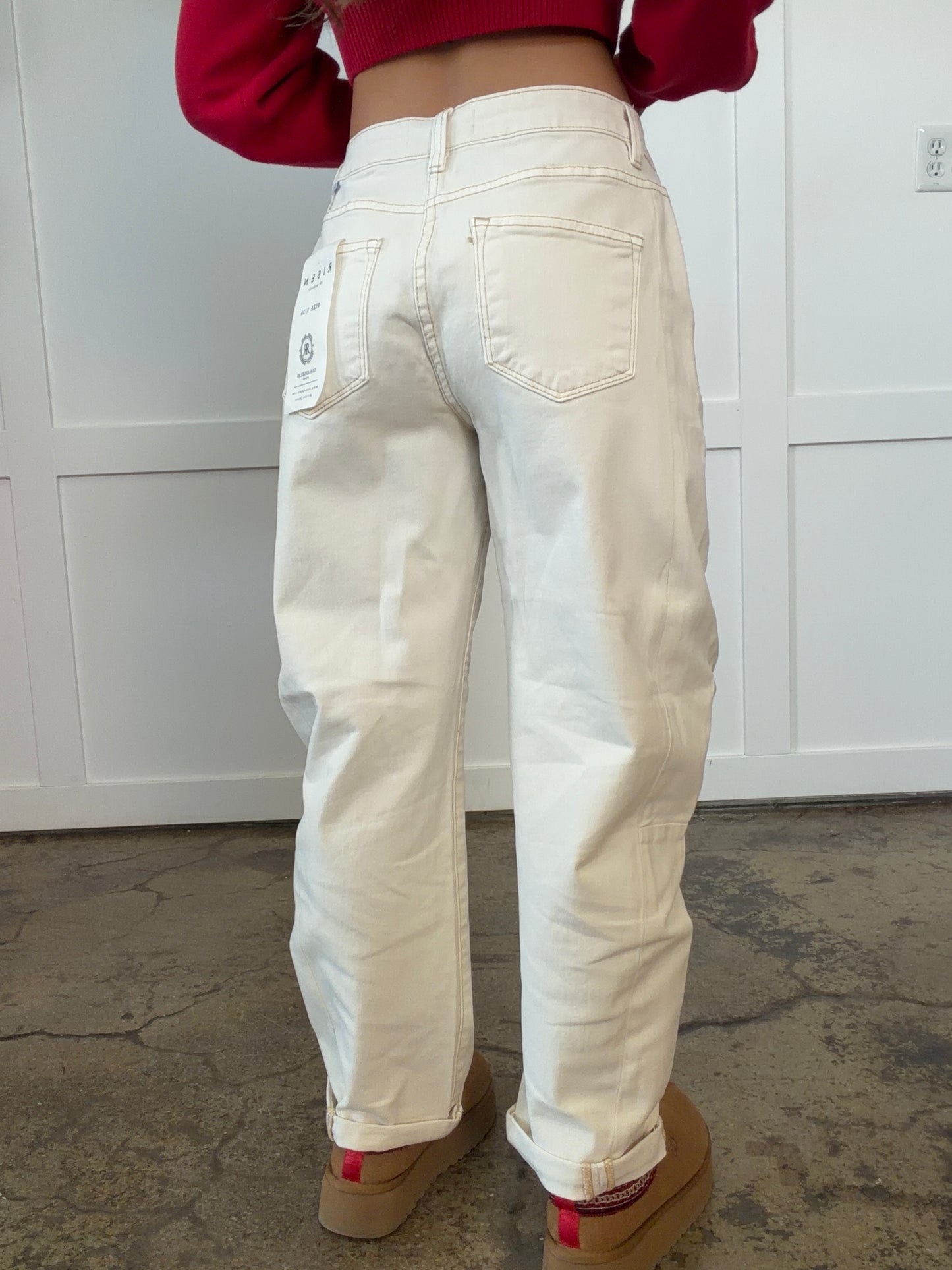 Renee Risen High Rise Relaxed Barrel Cuffed Jeans