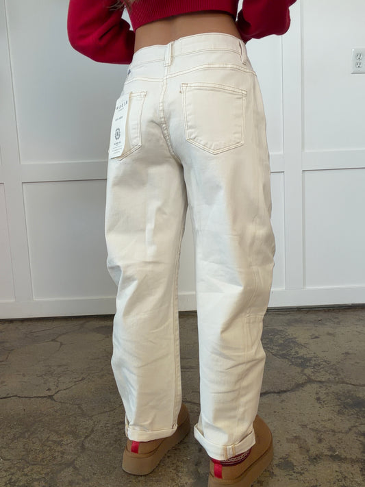 Renee Risen High Rise Relaxed Barrel Cuffed Jeans