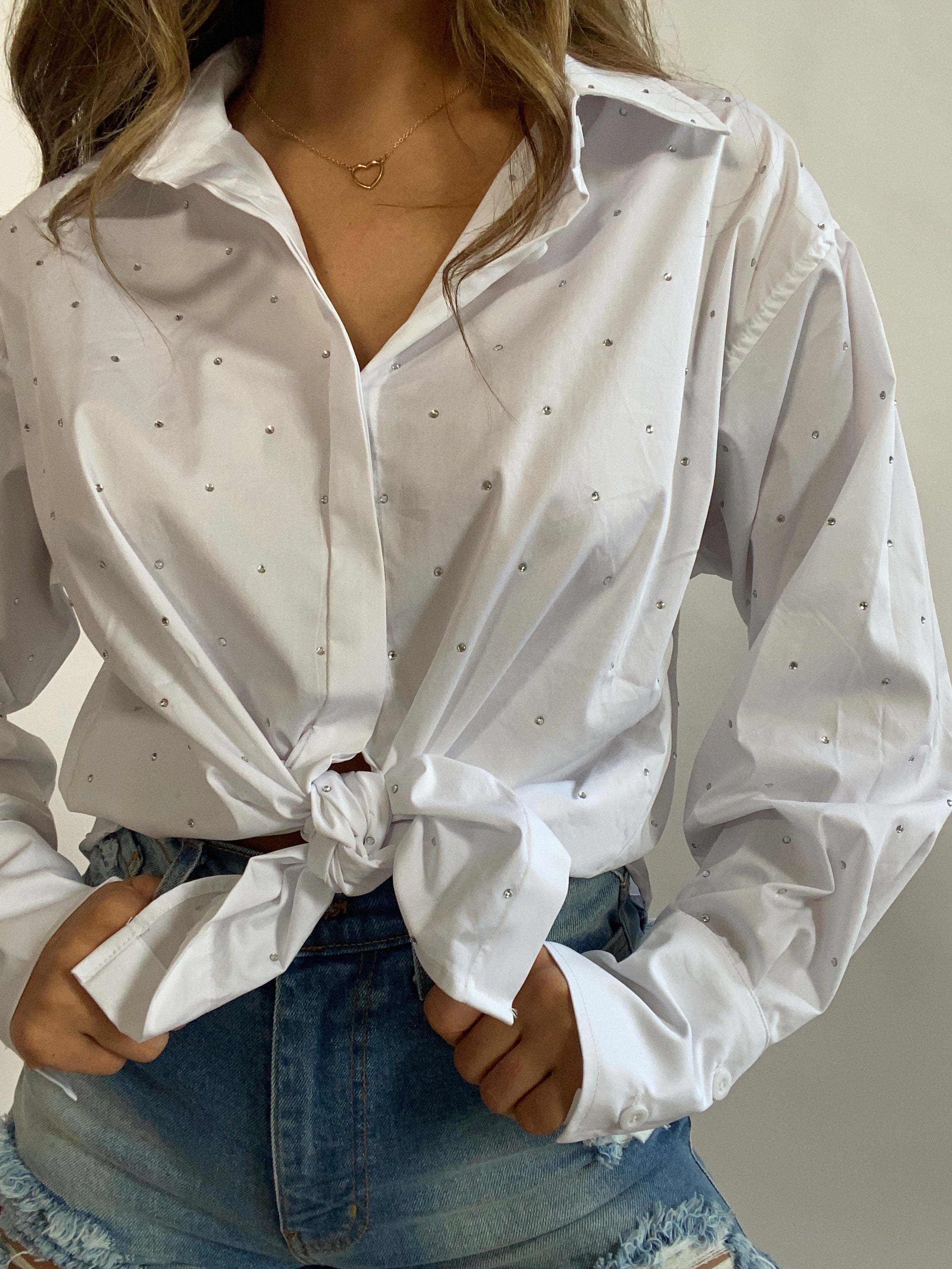 Means Business Rhinestone Button Up