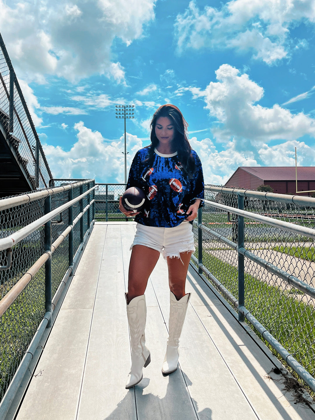 Kickoff Cutie Game Day Sequin Football Crop Top