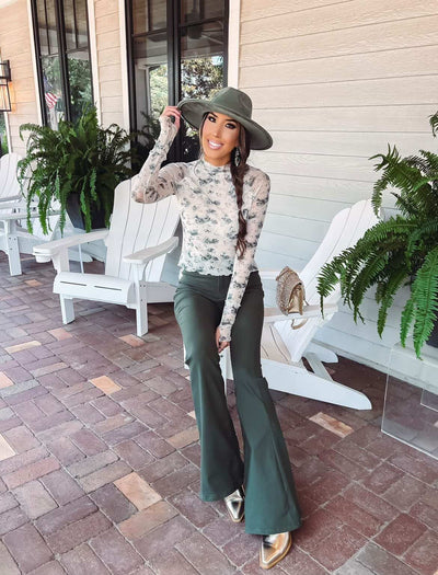 Floral Mesh Long Sleeve Top