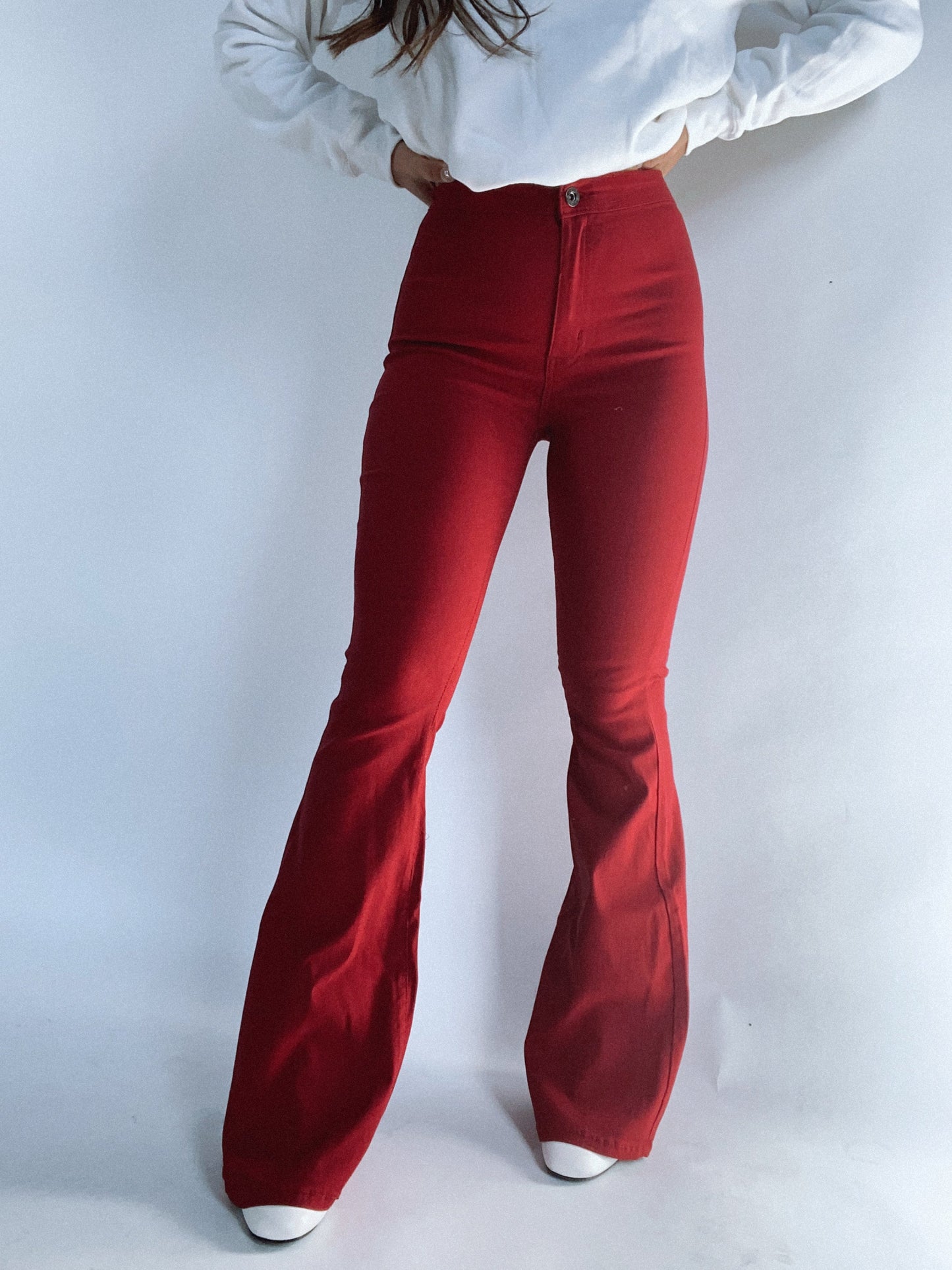Buy our "Fiona High Waisted Bell Bottom Flare Jeans -  Burgundy" online – Willow Boutique Clothing. Shop stylish Fiona High Waisted Bell Bottom Flare Jeans -  Burgundy today.