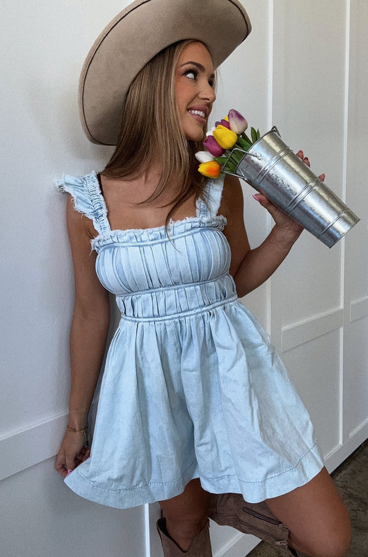 April Showers Denim Romper