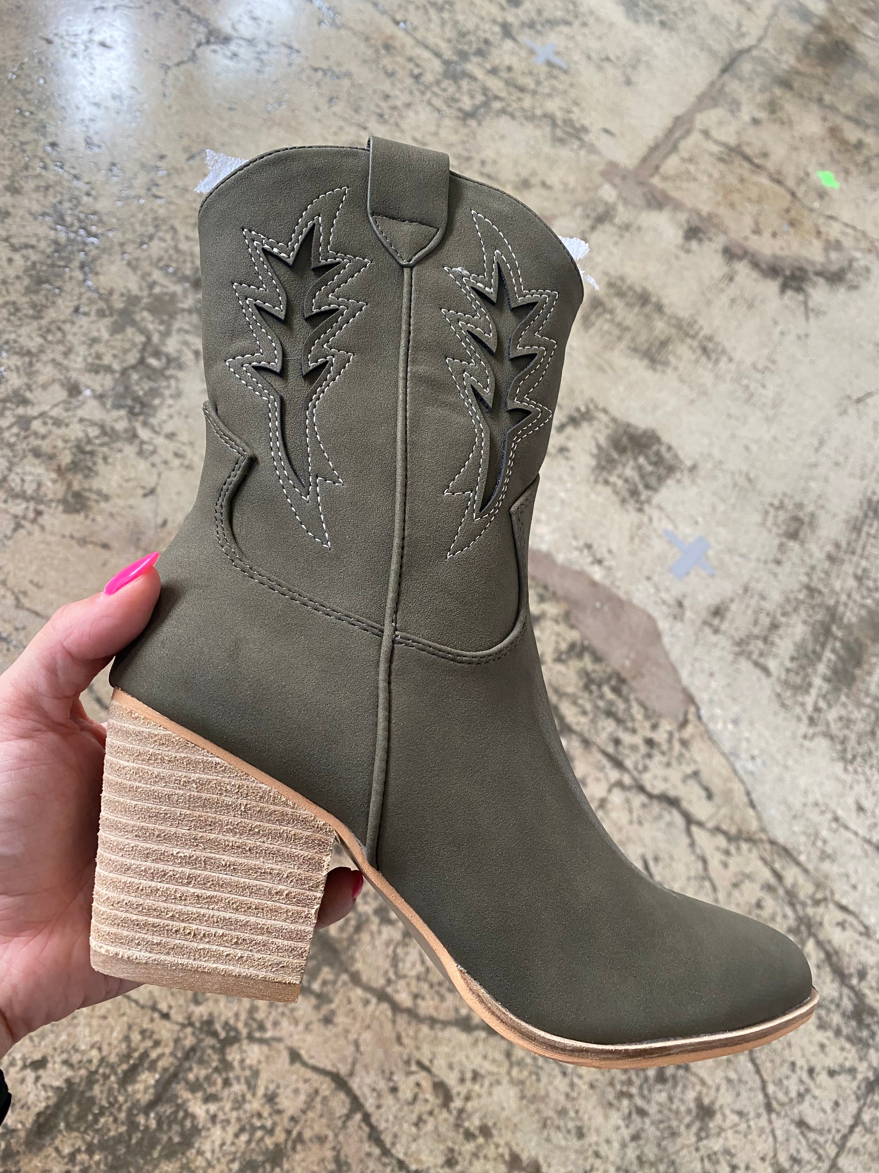 Spin You Around Cowboy Boot- Olive
