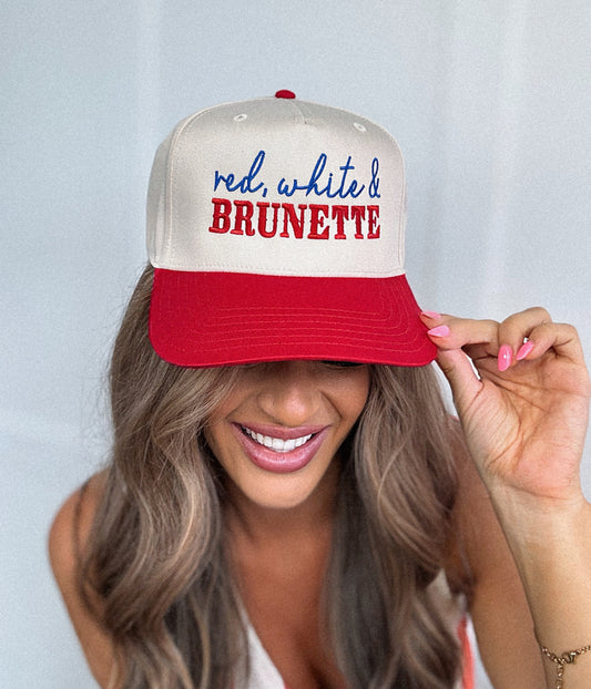 Red White & Brunette Trucker Hat