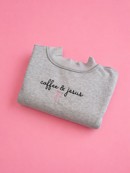 Tilly Coffee & Jesus Embroidered Reversible Oversized Mockneck Crew