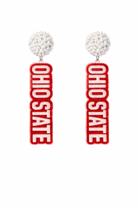 Ohio State Pom Pom Drop Earrings