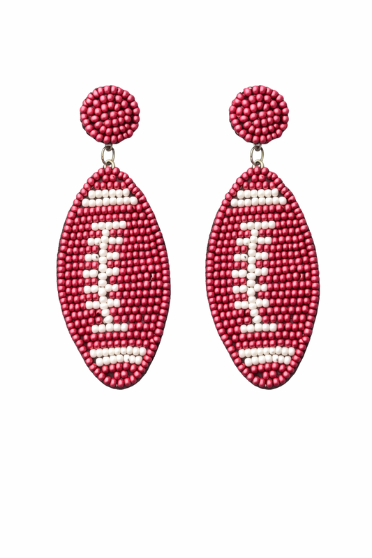 Beaded Football Game Day Earrings