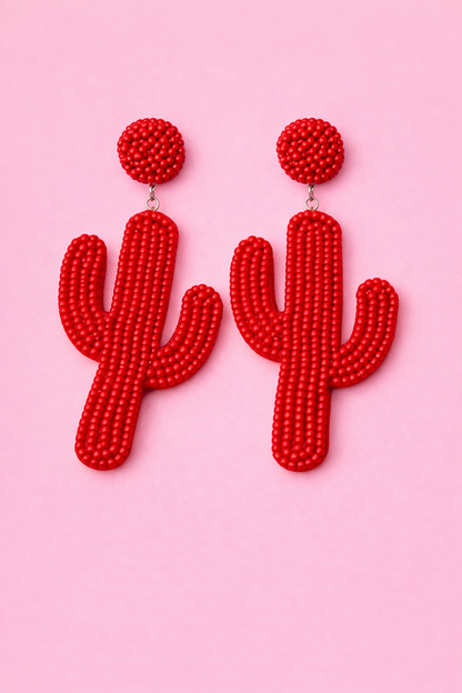 Desert Cactus Beaded Earrings