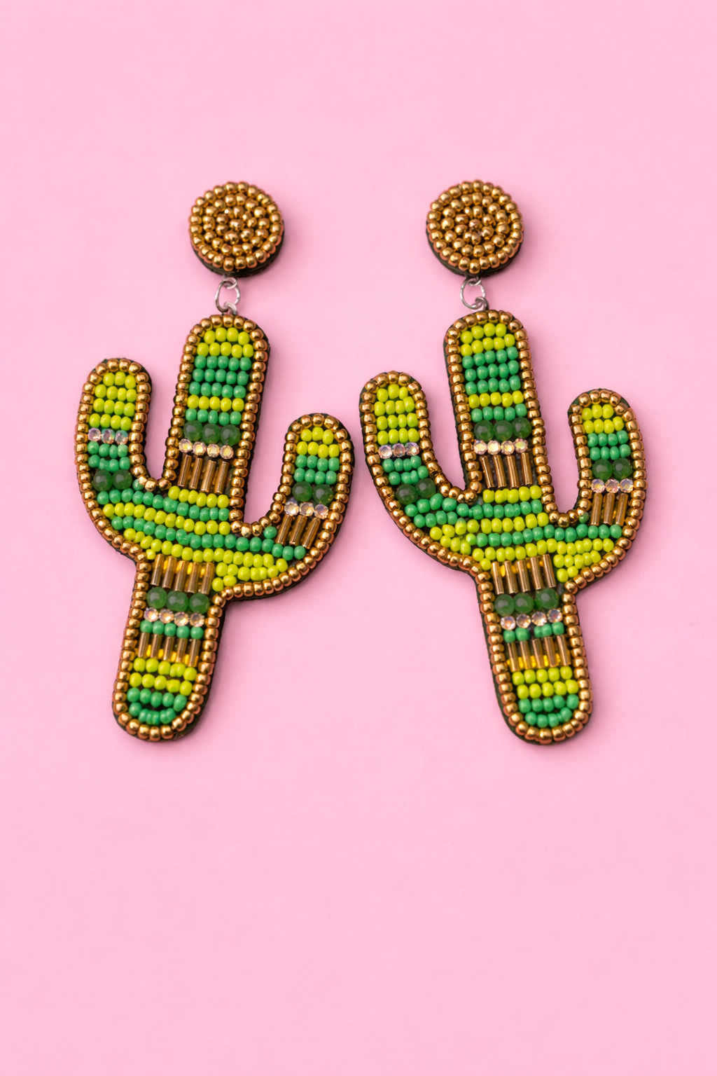 Desert Cactus Beaded Earrings