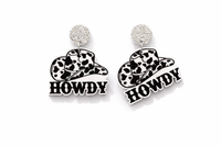 Cowgirl Howdy Cow Print Earrings