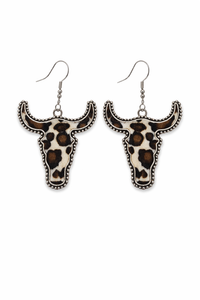 Cow Print Longhorn Drop Earrings