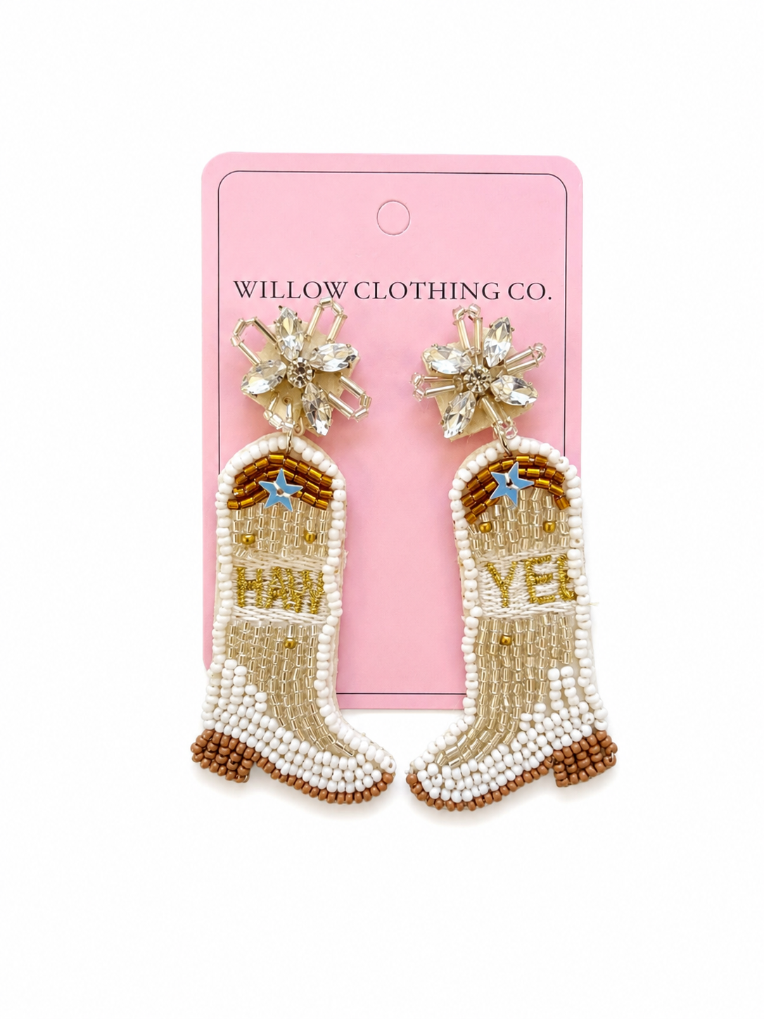 Yee Haw Beaded Cowgirl Boot Drop Earrings