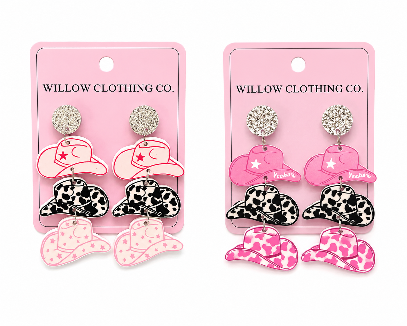 Tiered Cowgirl Hat Dangle Earrings