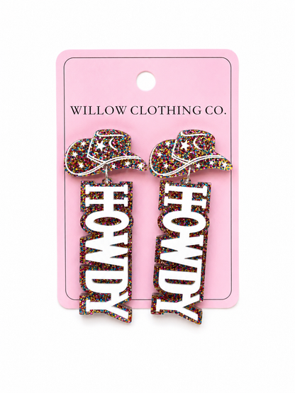 Howdy Cowgirl Hat Drop Earrings