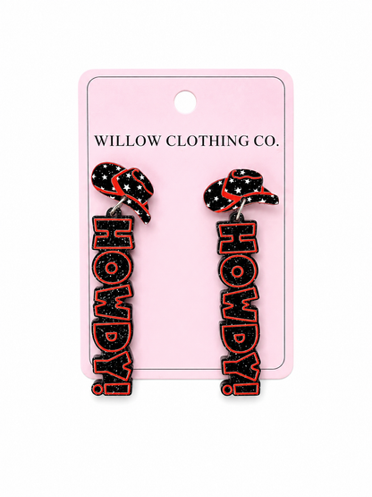 Howdy Cowgirl Hat Drop Earrings