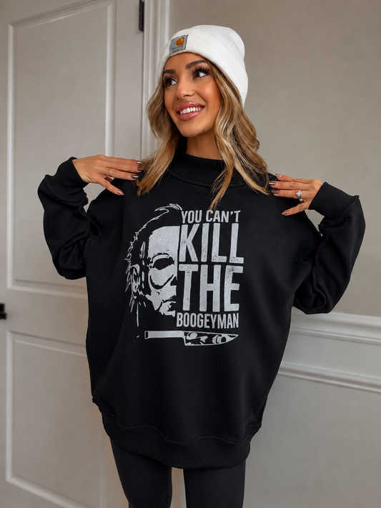 Tilly "You Can't Kill The Boogey Man" Reversible Oversized Mockneck Crew