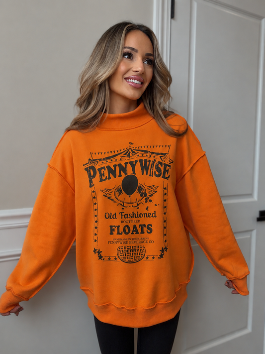 Tilly Pennywise Orange Reversible Oversized Mockneck Crew