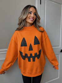 Tilly Pumpkin' Orange Reversible Oversized Mockneck Crew