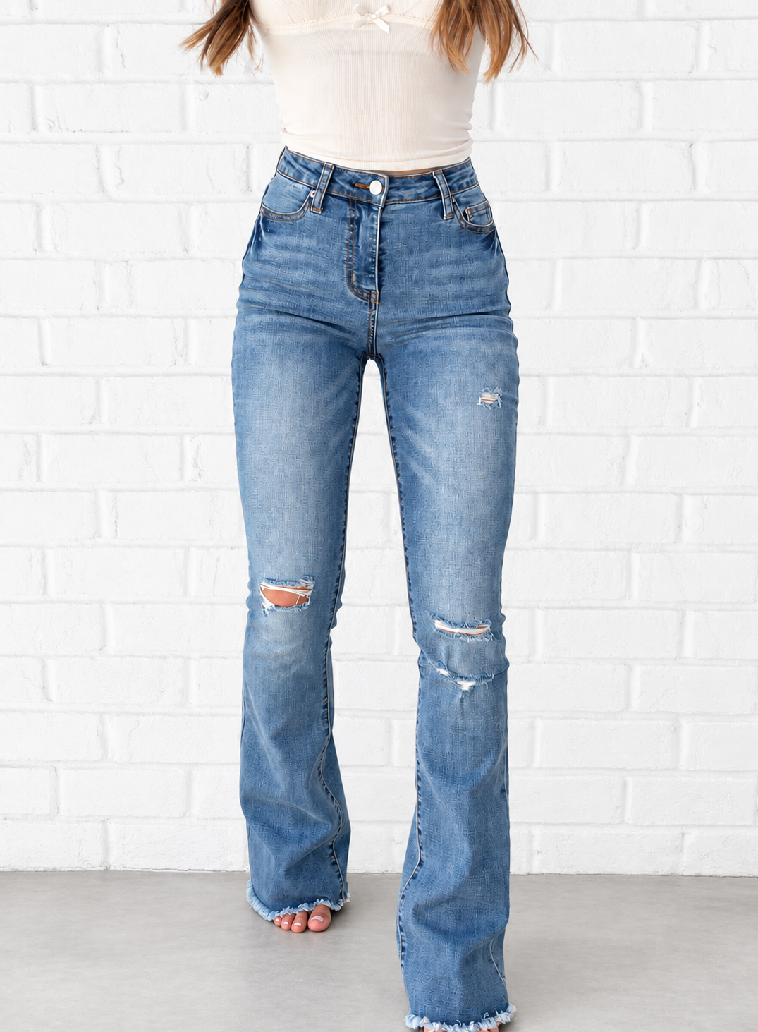 Sarah Distressed Medium Wash Flares