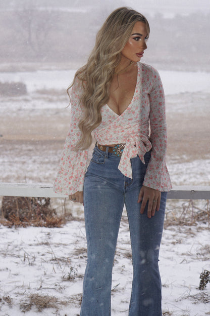Woodstock Floral Bell Sleeve Wrap Top - ALL COLORS