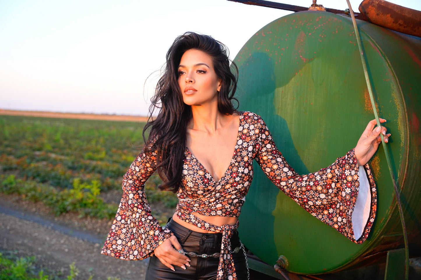 Woodstock Floral Bell Sleeve Wrap Top - ALL COLORS