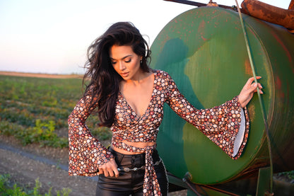 Woodstock Floral Bell Sleeve Wrap Top - ALL COLORS