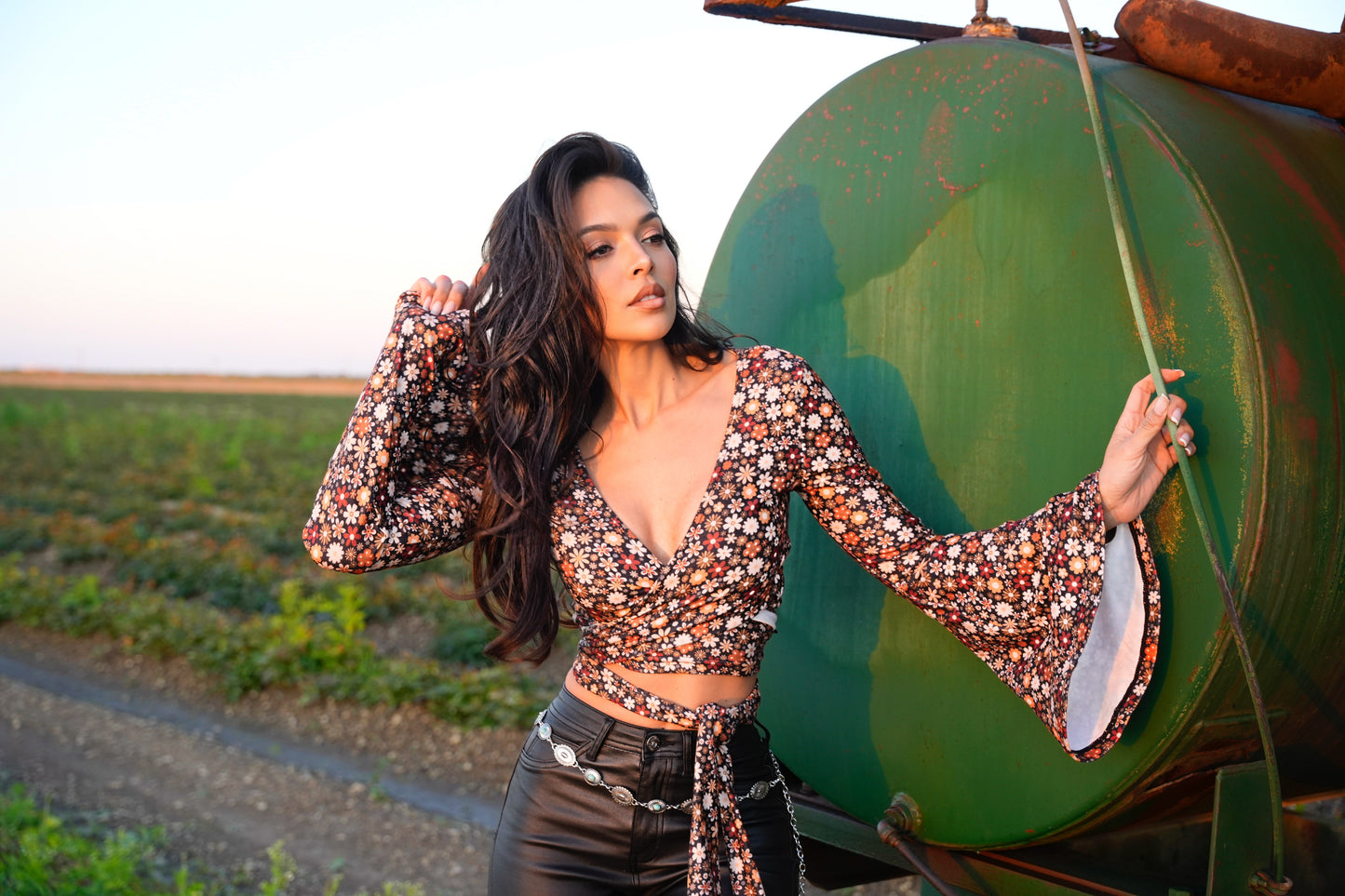 Woodstock Floral Bell Sleeve Wrap Top - ALL COLORS