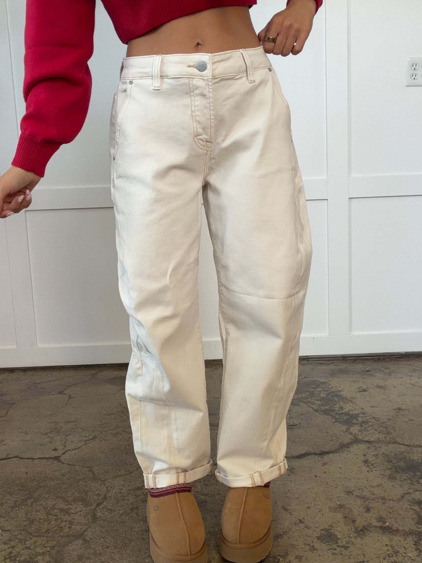 Renee Risen High Rise Relaxed Barrel Cuffed Jeans