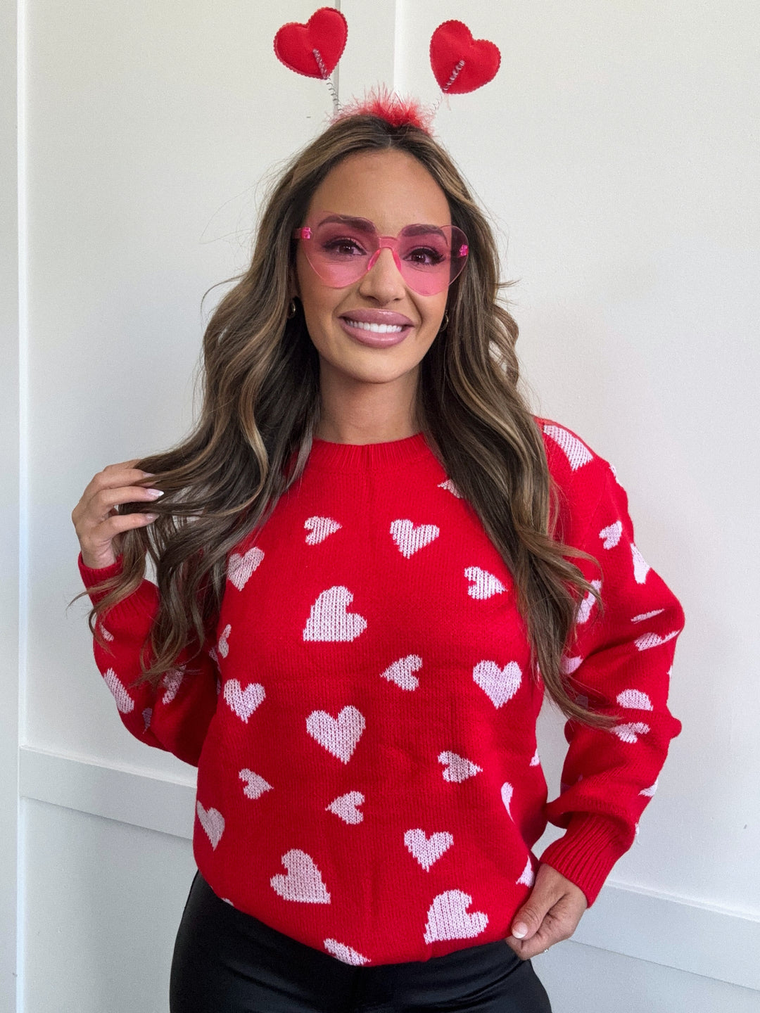 PREORDER: Cupid's Arrow Round Neck Heart Sweater