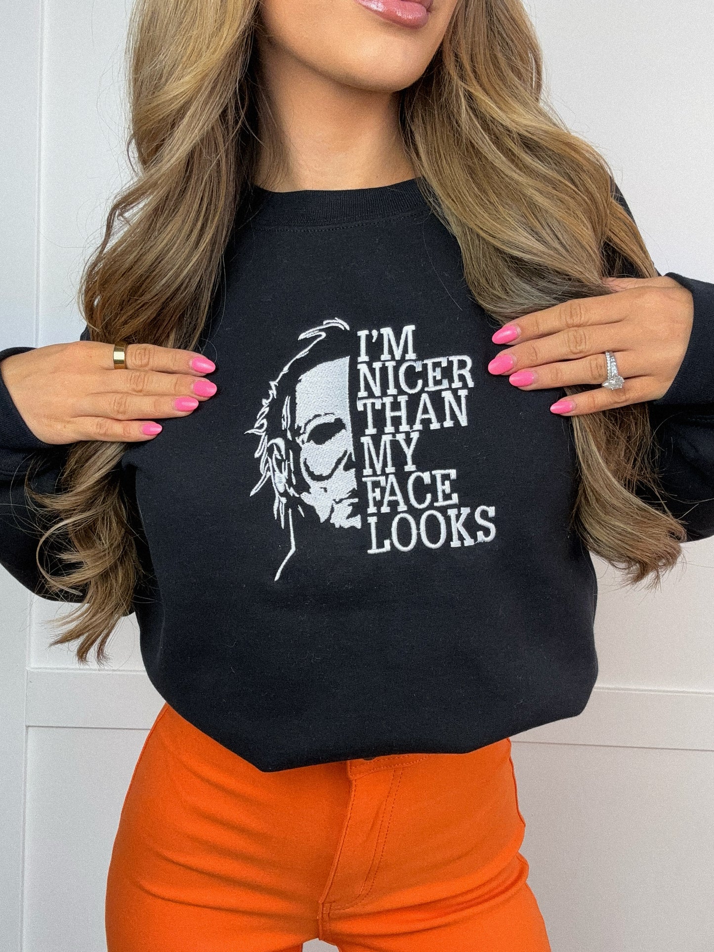 Nice Guy Energy – Michael Myers Edition Embroidered Crewneck